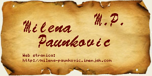 Milena Paunković vizit kartica